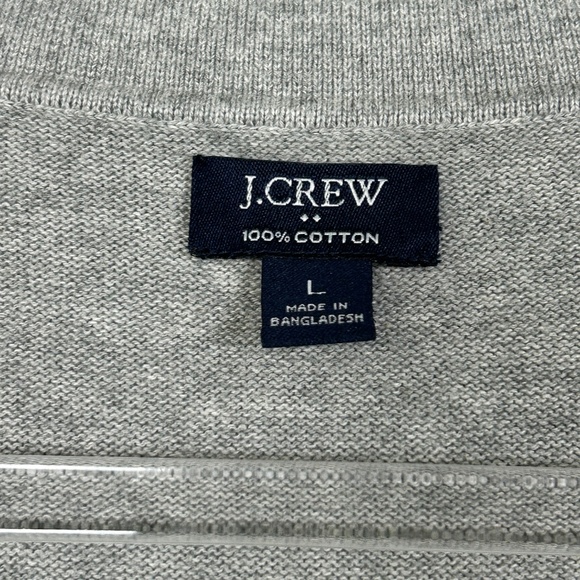 J. Crew Factory men size L cardigan sweater polo gray 100% cotton button front - Picture 12 of 15